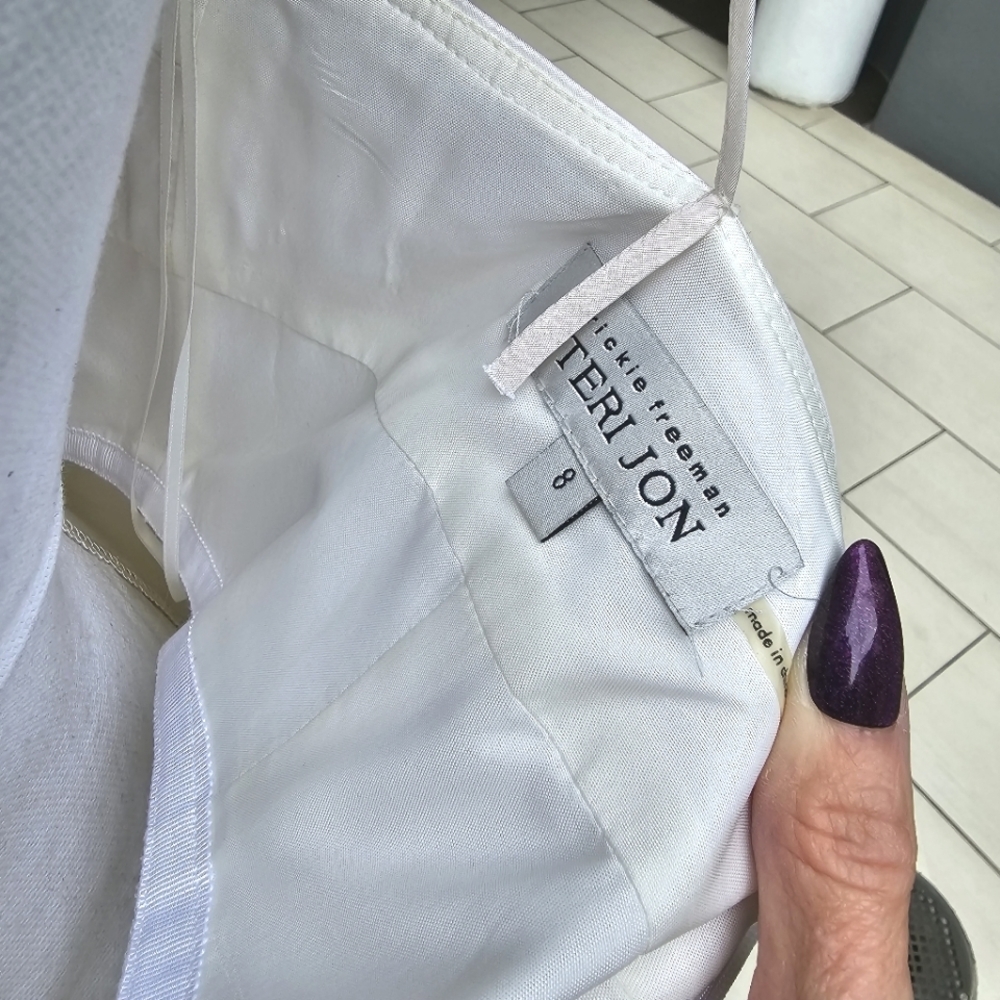 Vintage Teri Jon ✦ Ivory Silk Formal Dress ✦ Handmade Roses Babydoll Silhouette - Picture 13 of 17